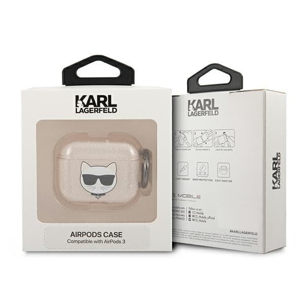 Karl Lagerfeld Skal AirPods 3 Glitter Choupette - Guld