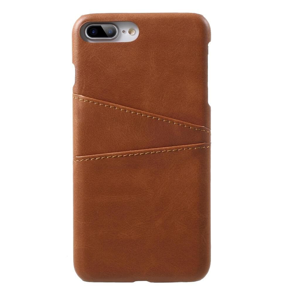 Retro Mobilskal med Kortplatser iPhone 8 Plus - Brun