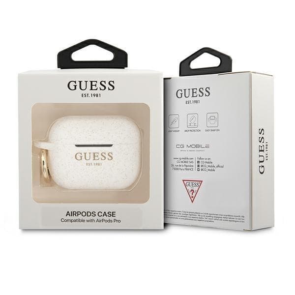 Guess Silicone Glitter Skal AirPods Pro - Vit