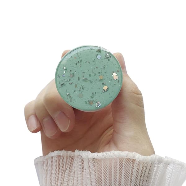 Round Glitter Mobilhållare / Mobilgrepp - Turkos