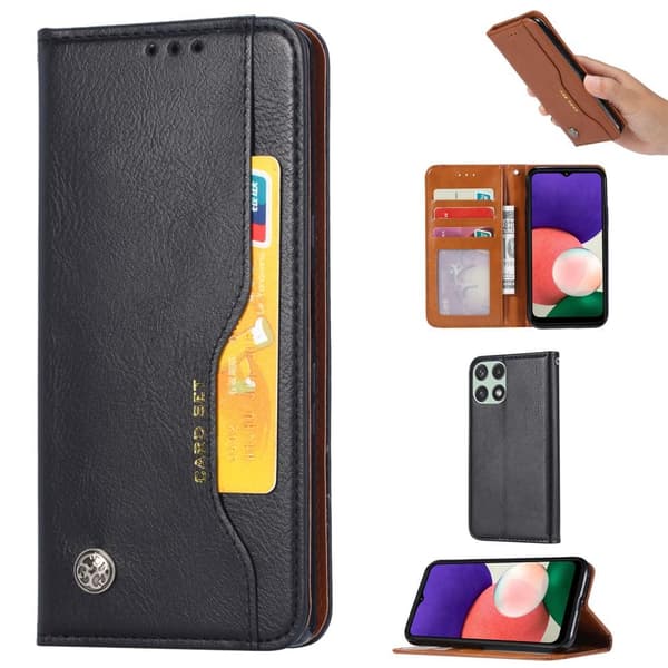 Auto-absorberet stativ telefonetui til Samsung Galaxy A22 5G - Sort