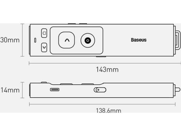 Baseus Multifunctional Baseus Orange Dot presentation remote control, with laser pointer, rechargeable (gray)