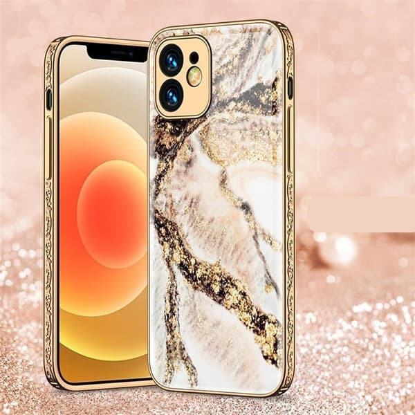iPhone 12 Luksus glas skal guldbarok elegant rokokomarmor