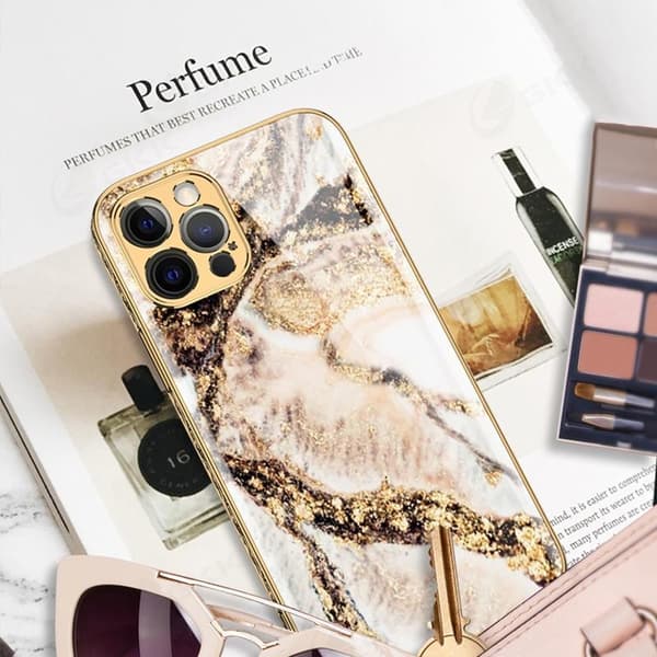 iPhone 12 Luksus glas skal guldbarok elegant rokokomarmor