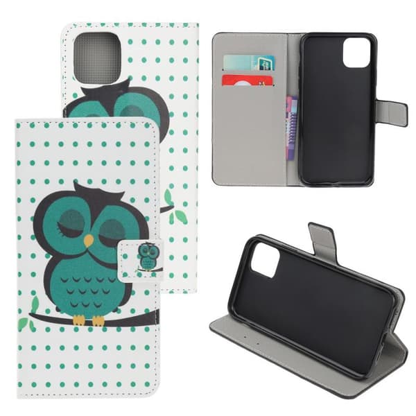 Lompakkokotelo iPhone 13 Mini - Pilkullinen Ja Pöllö