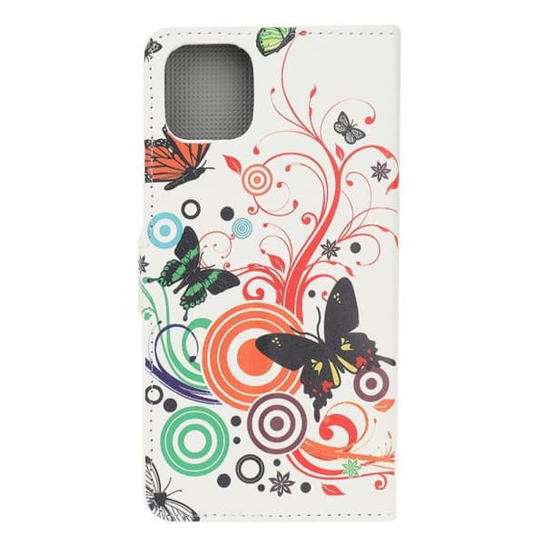 Lompakkokotelo iPhone 13 Mini - Valkoinen Perhosilla