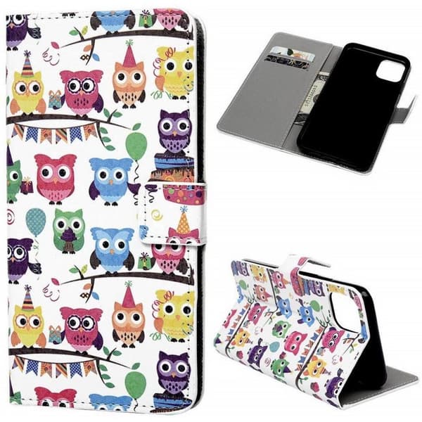 Lompakkokotelo iPhone 13 Mini - Pöllöt Juhlissa