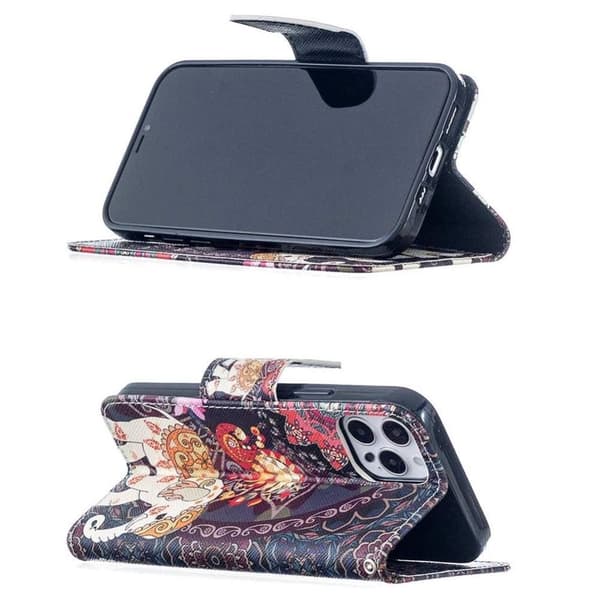 Plånboksfodral iPhone 13 Pro – Indiskt / Elefant