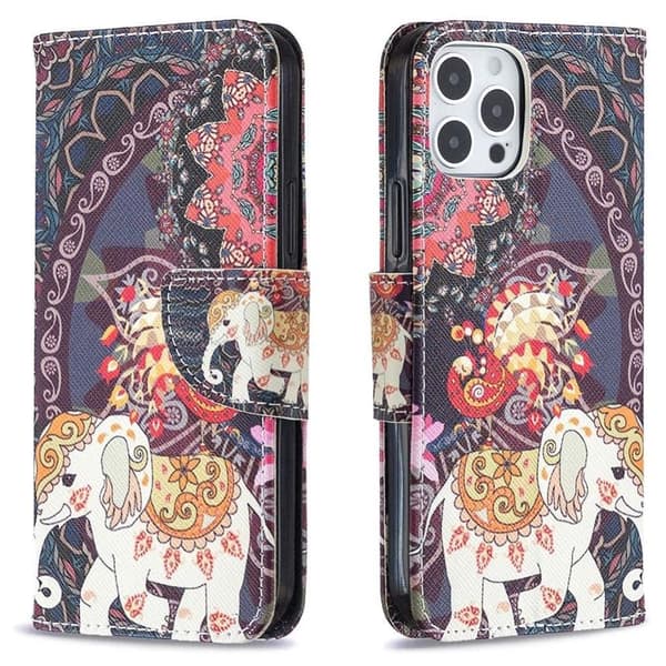 Plånboksfodral iPhone 13 Pro – Indiskt / Elefant