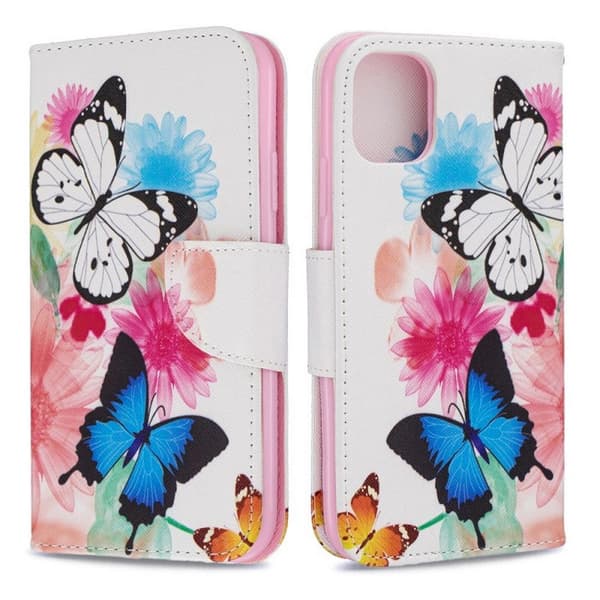 Lompakkokotelo iPhone 13 - Värikkäitä Perhosia