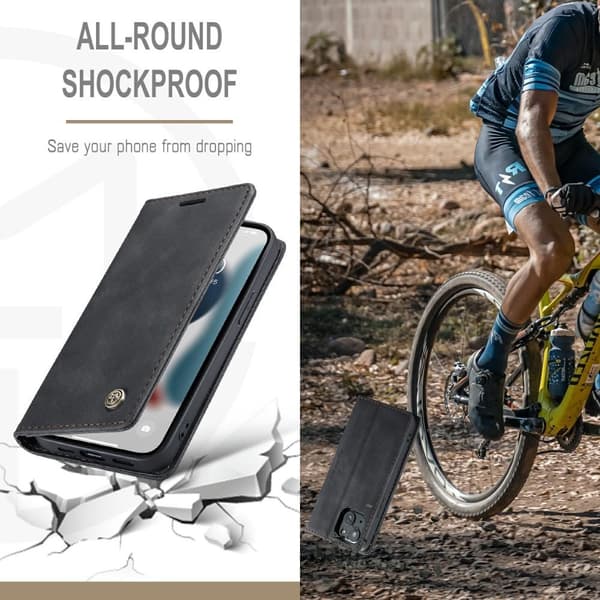 CASEME Retro tegnebog taske til iPhone 13 - sort