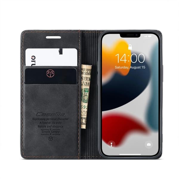 CASEME Retro tegnebog taske til iPhone 13 - sort