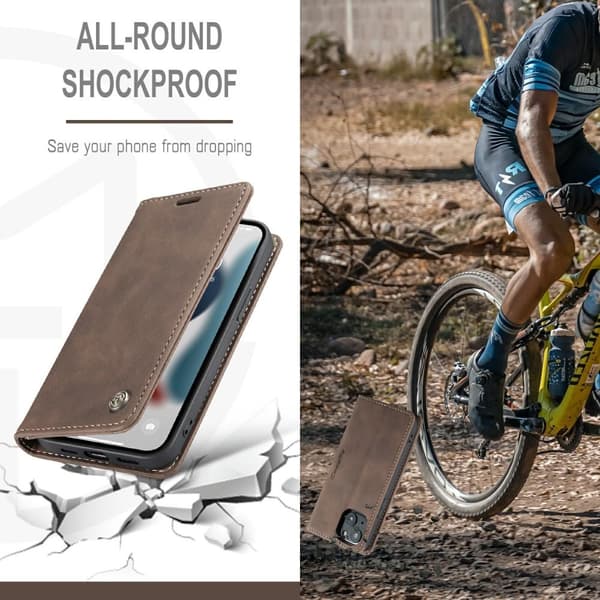 CASEME Retro tegnebog taske til iPhone 13 - Kaffe