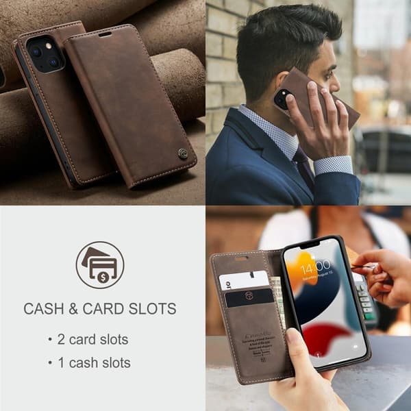 CASEME Retro tegnebog taske til iPhone 13 - Kaffe