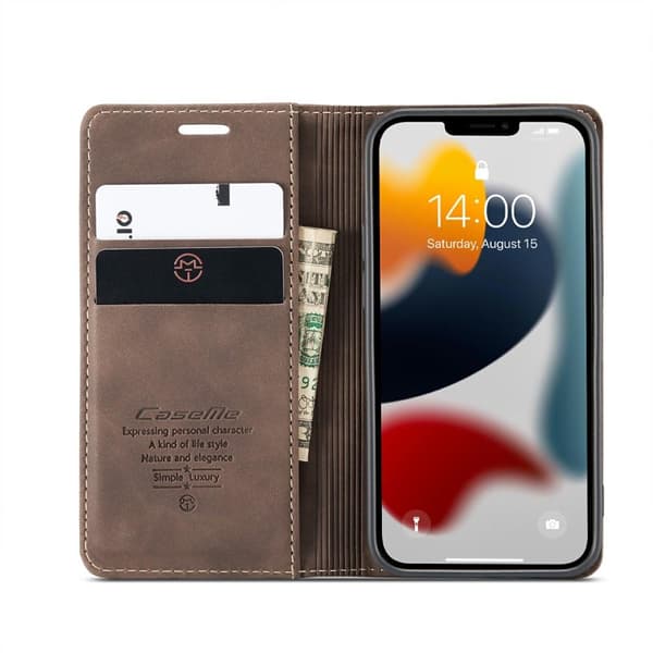 CASEME Retro tegnebog taske til iPhone 13 - Kaffe