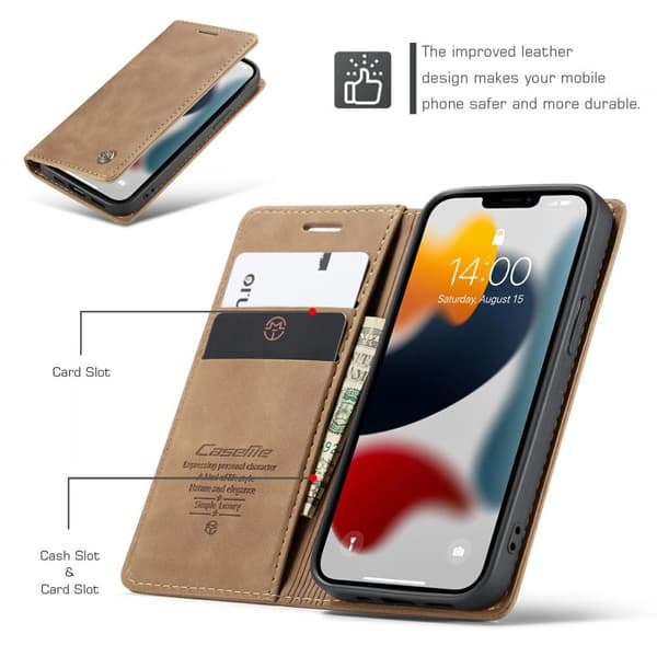 CASEME Plånboksfodral iPhone 13 - Brun