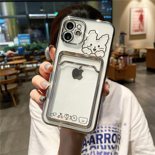 iPhone 13, 13 Pro, 13 Pro Max kanin gennemsigtigt case med pung iPhone 13 Pro