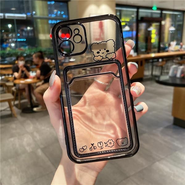 iPhone 13, 13 Pro, 13 Pro Max kanin gennemsigtigt case med pung