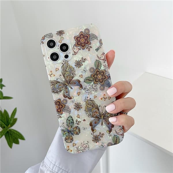 Cover iPhone 13, 13 Pro, 13 Pro Max sommerfugleblomst pink perlemor iPhone 13 Pro Max - Brown