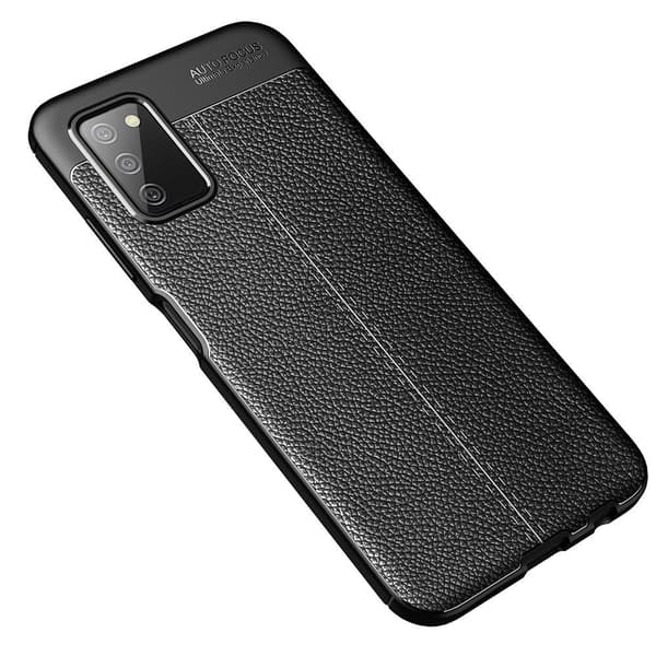 Samsung Galaxy A03s TPU Case Shell Litchi Texture - Svart