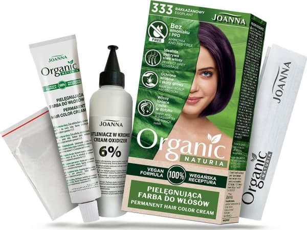 JOANNA PROFESSIONAL Joanna Naturia Økologisk nærende hårfarge 333 Aubergine | GRATIS LEVERING FRA 250 PLN