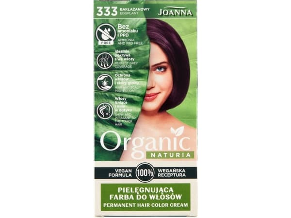 JOANNA PROFESSIONAL Joanna Naturia Økologisk nærende hårfarge 333 Aubergine | GRATIS LEVERING FRA 250 PLN