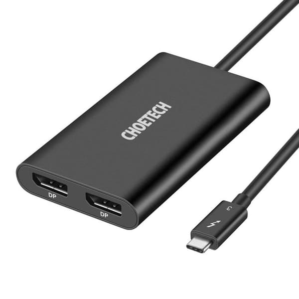 Choetech Kontaktadapter USB-C 2x DisplayPort 4K 60Hz - Svart