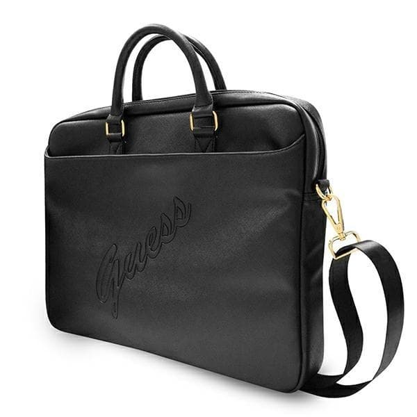 Guess Saffiano Script Väska Notebook 16'' - Svart
