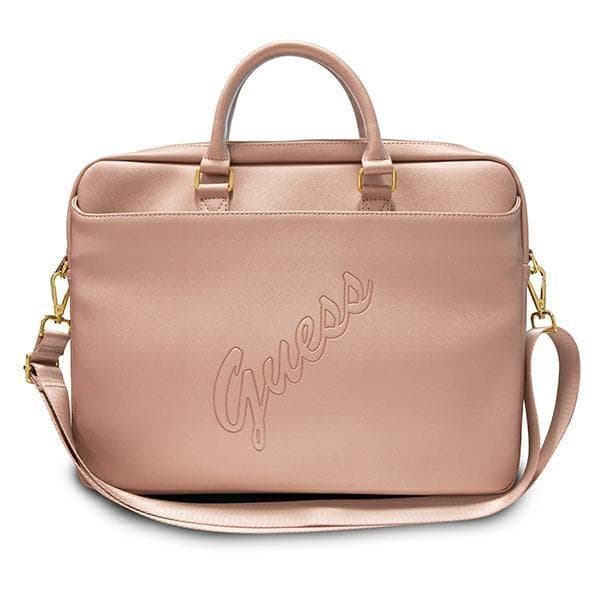 Guess Saffiano Script Väska Notebook 16'' - Rosa