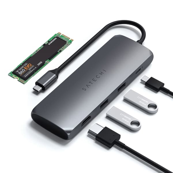 Satechi USB-C Hybrid Med Built-in SSD Storage - Rymdgrå
