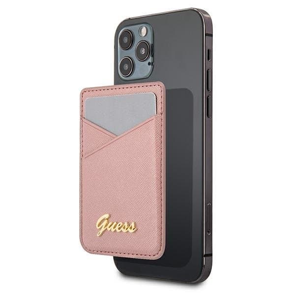 Guess Saffiano Magsafe Korthållare - Rosa