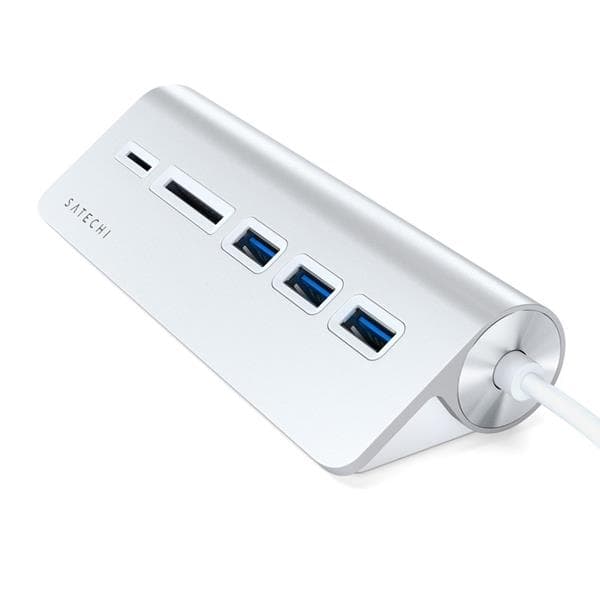 Satechi USB-C Aluminum USB-hub & Minneskortläsare - Silver
