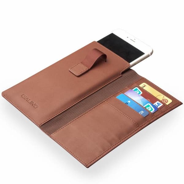 Universal Pouch Wallet i äkta läder - Brun (M)