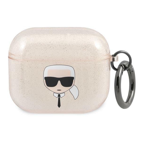 Karl Lagerfeld Skal Glitter Karl`s Head Airpods 3 - Guld