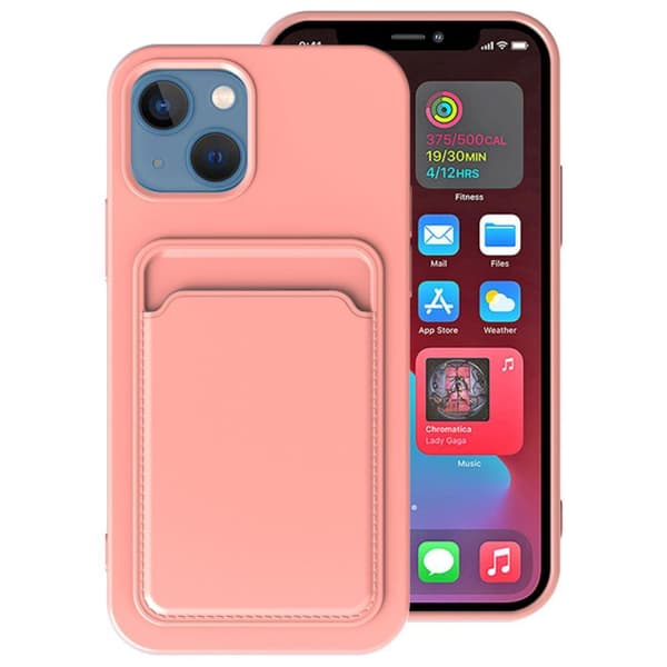 iPhone 13 Mini Skal med Kortfack - Rosa