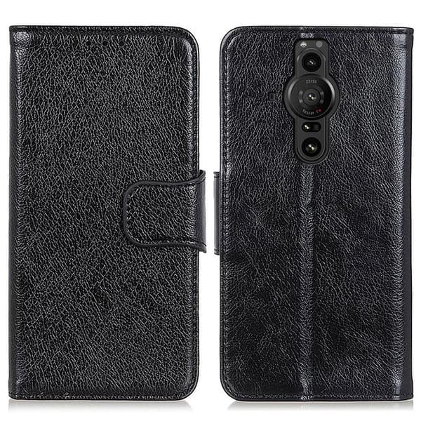 Textured Split Wallet Case to Sony Xperia Pro-I - Black
