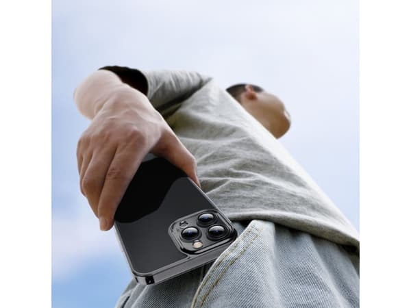 Baseus Baseus Frosted Glass Case iPhone 13 Pro jäykkä kotelo geelikehyksellä musta (ARWS000401)