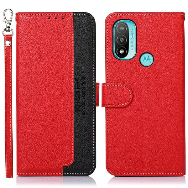 KHAZNEH Motorola Moto E20/E40 Lommebok-deksel - Rød/Svart