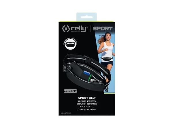 Celly - Bältesväska for cell phone / keys / wallet / earphones - svart - 6.9"