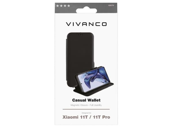 Vivanco Casual, Plånbok, Xiaomi, 11T, 11T Pro, 16,9 cm (6.67"), Svart