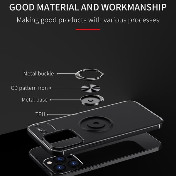 iPhone 13 Pro Max Fingerring Kickstand Hybrid Taske - Blå