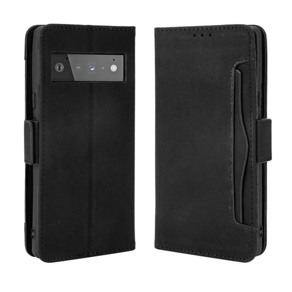 Google Pixel 6 Pro Phone Wallet Stand Protective Case - Black