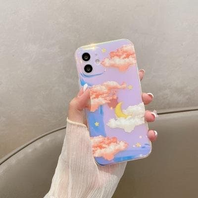 iPhone 13 Pro Max holographic case with cloud star moon transparent