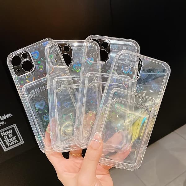 iPhone 13, Pro & Max holografinen kansi lompakolla korteille iPhone 13 Pro Max