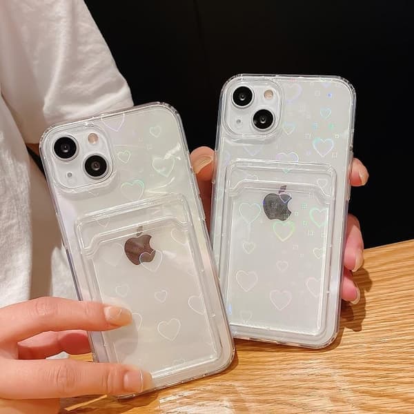 iPhone 13, Pro & Max holografisk cover med pung til kort iPhone 13 Pro