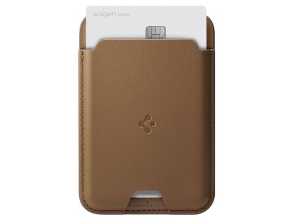 Spigen AFA03854, Lompakko, Ruskea, Nahka, Yksivärinen, 2 kpl, 1 taskua