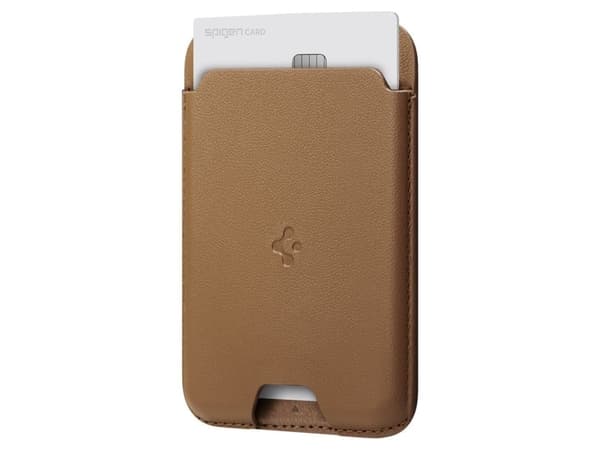 Spigen AFA03854, Lompakko, Ruskea, Nahka, Yksivärinen, 2 kpl, 1 taskua
