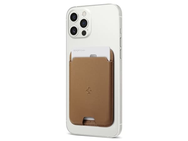 Spigen AFA03854, Lompakko, Ruskea, Nahka, Yksivärinen, 2 kpl, 1 taskua