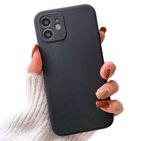 iPhone 12 Pro Max Tunt Svart Mobilskal med Linsskydd 1mm TPU