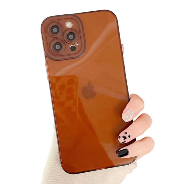 iPhone 12 tynnbrun gjennomskinnelig skall gjennomsiktig